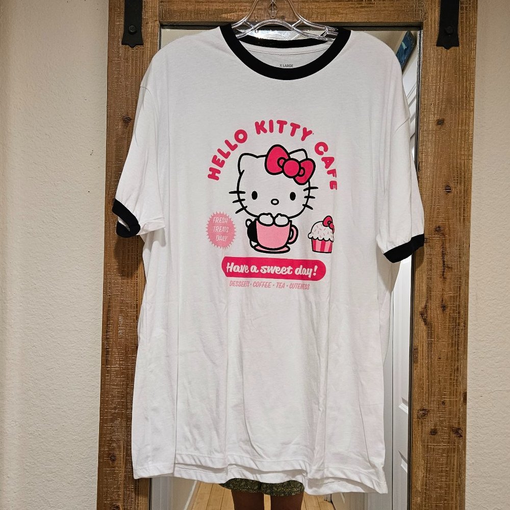 Hello Kitty Cafe Truck Ringer Tshirt Size XL